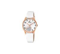 Lotus Mädchen Analog Uhr Leder Weiß - Quarzwerk - Kinderuhr - Hochfestes Kristall - Wasserdicht 5 ATM - Klassisch 18407/D