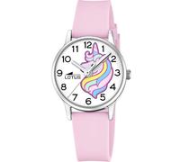 LOTUS Mädchenuhr 19001/1 Junior Collection Gehäuse aus Edelstahl 316L, silberfarben, Kautschukarmband Rosa, bunt