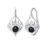 Lotus Ohrringe für Damen 925 Sterling Silber Schwarz Katzenauge Lotus Blume Ohrringe Leverback Creolen Yoga Schmuck Geschenke für Frauen Damen