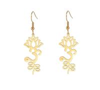 Lotus Om Ohrring für Frauen Edelstahl Spirituelle Symbol Om Lotus Blume Dangle Ohrringe Yoga Schmuck Inspiration Geschenk (Gold 1)