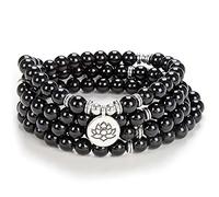 Lotus Seed Charm Mala Beads 108 Armband Halskette Bedeutungsvolle handgemachte Geschenke Yoga Schmuck (Schwarzer Onyx (Black Onyx))