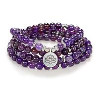 Lotus Seed Charm Mala Beads 108 Armband Halskette Bedeutungsvolle handgemachte Geschenke Yoga Schmuck (Amethyst)