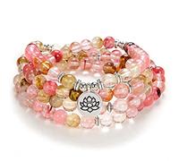 Lotus Seed Charm Mala Beads 108 Armband Halskette Bedeutungsvolle handgemachte Geschenke Yoga Schmuck (Rosa Wassermelonen-Turmalin (Pink Watermelon Tourmaline))