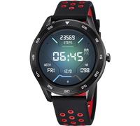 Lotus Smartime Digital Herren Armbanduhr aus Edelstahl mit Armband aus Silikon in der Farbe Schwarz/Rot 47 mm