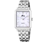 Lotus Damen Uhr Analog Edelstahl 316L Silber - Quarzwerk - Mineralglas hochresistent - 5 ATM wasserdicht 18980/1 - Square Series