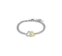 Armband LOTUS "Essentials - Herzen", gold (edelstahlfarben, gelbgoldfarben, kristallweiß, kristallweiß), Armbänder, Damen, 20,5cm, Edelstahl, Armband, mit Glasstein (94640708-0) edelstahlfarben, gelbg