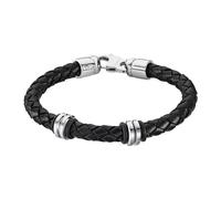 Lotus Style Armband für Herren aus Edelstahl und Leder in der Farbe Silber und Schwarz, Durchmesser: 22 cm, LS2093-2/1
