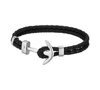 Lotus Style Armband für Herren aus Edelstahl und Leder in der Farbe Silber und Schwarz, Länge: 21,5 cm, LS1832-2/1