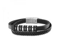Lotus Style Herren-Armband LS2102-2/1 Urban Man Edelstahl und Leder Silber/Schwarz 22 cm