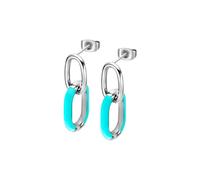 Lotus Style Ohrringe für Damen aus Edelstahl in der Farbe Silebr Türkis, Maße: 2,8x1,8 cm, LS2330-4/2