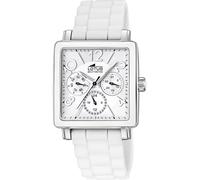 Lotus Damen Uhr Analoge aus Weißem Kautschuk - Quarzwerk - Mineralglas Hochresistent - 5 ATM Wasserdicht - Kalender - Special Prices 15740/1