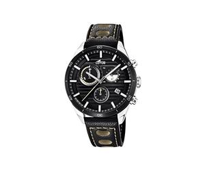 LOTUS Watches Herren Armbanduhr Chronograph Quarz Leder 18531/1 Schwarz Groß Armband