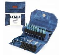 Lotus Yarns Lykke Rundstricknadel-Set aus farbigem Holz, austauschbar, 7 cm, 9 Paar Nadelspitzen, 4 Kordeln, 2 Verbinder, 4 Schlüssel und 8 Stopper (Indigo)