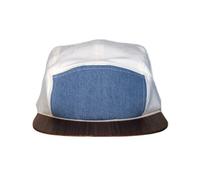 Lou-i Jeans-Cap mit edlem Holzschild - Made in Germany - Denim Snapback Blau/Weiß