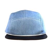 Lou-i Jeans-Cap mit edlem Holzschild - Made in Germany - Denim Snapback blue