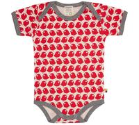 loud + proud Unisex Baby Body Kurzarm Mit Vogel Print, GOTS Zertifiziert T-Shirt, Tomato, 74-80 EU