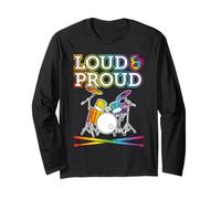 Loud Proud Idea Für Schlagzeuger Regenbogen für LGBT Pride Langarmshirt