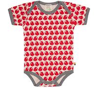 loud + proud Unisex Baby Body Kurzarm Mit Vogel Print, GOTS Zertifiziert T-Shirt, Tomato, 74-80 EU