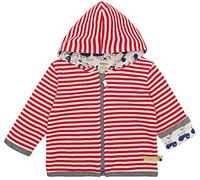loud + proud Unisex Baby Ringel, Gots Zertifiziert Wendejacke, Tomato, 62-68 EU