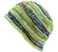LOUDelephant Grob gerippte Wollstrickmütze mit Space-Dye-Design, Grün und Blau, Einheitsgröße