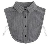 LoudSung Fake Collar Abnehmbare Bluse Falscher Kragen Halbe Hemden Kragen Plaid Designed Top Elegant für Frauen Mädchen