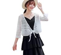LoudSung Sommer Sheer Shrug Tie Top Open Front Cardigan Leichte weiche Chiffon-Spitzenschals für Frauen Mädchen