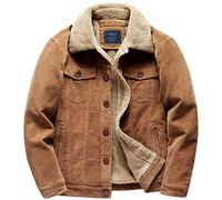 LOUECHY Herren Cord Sherpa Gefüttert Trucker Jacke Verdickte warme Wintermäntel, braun, Medium