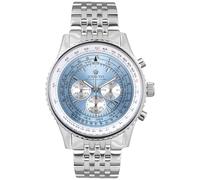 LOUIS XVI Artagnan 3421 - Ø 47.5 mm - Herren Uhr - Chronograph - Wasserdicht - Uhr mit Saphirglas - Armband Silber - Zifferblatt Hellblau