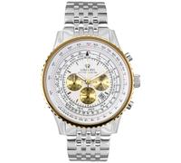 LOUIS XVI Artagnan 3441 - Ø 47.5 mm - Herren Uhr - Chronograph - Wasserdicht - Uhr mit Saphirglas - Bicolor - Armband Silber - Zifferblatt Weiß