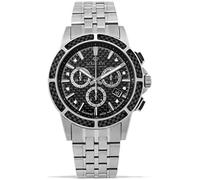 LOUIS XVI Herren-Armbanduhr Majesté Stahlband Silber Schwarz Karbon echte Diamanten Chronograph Analog Quarz Edelstahl 1101