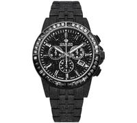 LOUIS XVI Majesté Frosted Iced Out 1184 - Ø 43 mm - Herren Uhr - Wasserdicht - Mit Saphirglas - Armband Schwarz - CZ-Diamanten Schwarz - Schweizer Quarzwerk