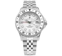 LOUIS XVI Mirabeau GMT 1430 - Ø 41 mm - Herren Uhr - Wasserdicht - Uhr mit Saphirglas - Armband Silber - Zifferblatt Weiss - Automatikuhr