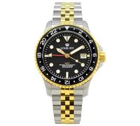 LOUIS XVI Mirabeau GMT 1432 - Ø 41 mm - Herren Uhr - Wasserdicht - Uhr mit Saphirglas - Armband Bicolor Gold/Silber - Zifferblatt Schwarz - Automatikuhr