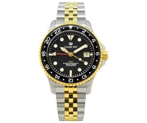 LOUIS XVI Mirabeau GMT 1432 - Ø 41 mm - Herren Uhr - Wasserdicht - Uhr mit Saphirglas - Armband Bicolor Gold/Silber - Zifferblatt Schwarz - Automatikuhr