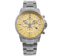 LOUIS XVI Palais Royale 2.0 1828 - Ø 43 mm - Herren Uhr - Wasserdicht - Armband Silber - Zifferblatt Butter Yellow mit Diamanten - Schweizer Quarzwerk