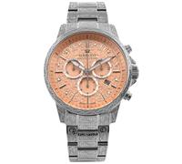 LOUIS XVI Palais Royale 2.0 1829 - Ø 43 mm - Herren Uhr - Wasserdicht - Armband Silber - Zifferblatt Peach Orange mit Diamanten - Schweizer Quarzwerk