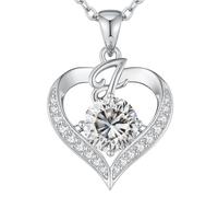 LOUISA SECRET Halskette Damen A-Z Großbuchstabeninitialen Liebesherz-Anhänger mit 18K Vergoldet, Personalisiertes Schmuckgeschenk für Frauen, Ehefrau, Mutter, Jubiläen, Geburtstage, Muttertag