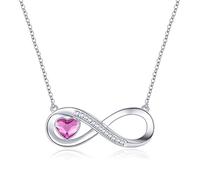 LOUISA SECRET Kette Damen Infinity Herz Halskette 925 Sterling Silberr or Messing mit Rose Gold, Kristall Ketten Anhänger mit Zirkonia, Geburtstag Valentinstag Weihnachten Muttertag Schmuck Geschenke
