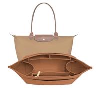 LOUKAYCCI Handtaschen-Organizer-Einsatz für Longchamp Le Pliage M Handtaschen-Einsatz, Filz, lange Champ-Tragetasche, Organizer-Einsatz mit Tasse (EarthColor, Medium)