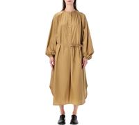 Loulou Studio - Cotton Poplin Midi Dress With Stand Collar And Fab - Größe 36 - braun