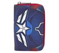 Loungefly Damen Geldbörse mit Reißverschluss - Rot, Cartoon, Metall Kunstleder, Wallet, Frauen, Marvel-Fans, Captain America-Fans, Sammler