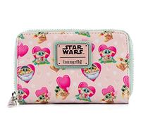 Loungefly Damen Star Wars Grogu Valentines Zip-Around Wallet: Rot, Kunstleder, Reißverschluss, Gravierte Details, 6 Kreditkartenschlitze, ca. 15,2 cm breit, 10,2 cm hoch