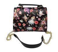Loungefly Disney Alice im Wunderland Umhängetasche mit Blumenmuster, Schwarz, Large