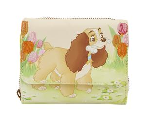 Loungefly Disney Lady and the Tramp Pastel Tulip Trifold Wallet - bestickt, Frühlingstulpen, 4 Kartenfächer 1 Stk.
