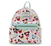 Loungefly Disney Mickey und Minnie Mouse Sweet Treats All Over Print Damen Schultertasche Geldbörse mit Doppelriemen, Mehrfarbig/Meereswellen (Ocean Tides), Einheitsgröße, Tasche