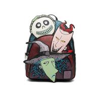 Loungefly Disney Nightmare Before Christmas Damen-Rucksack, leuchtet im Dunkeln, Schloss und Fass mit drei Taschen