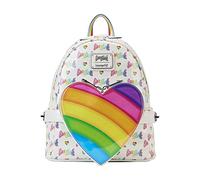 Loungefly Lisa Frank Umhängetasche mit doppeltem Riemen in Herzform in Regenbogenform, mehrfarbig