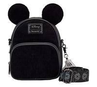 Loungefly Mickey Cordtasche, wandelbar, Schwarz, Schwarz, Umwandelbare Umhängetasche