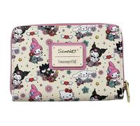 Loungefly Sanrio Hello Kitty and Friends Tattoo Allover Print Zip Around Wallet, Cremeweiß, Casual