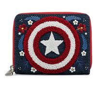 LOUNGEFLY Unisex Kinder Mvwa0157 x Marvel Captain America 80th Anniversary Floral Shield Zip-Around Wallet, Multicolor